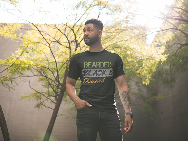 Bearded, Black & Focused | Men's Short Sleeve T-Shirt
